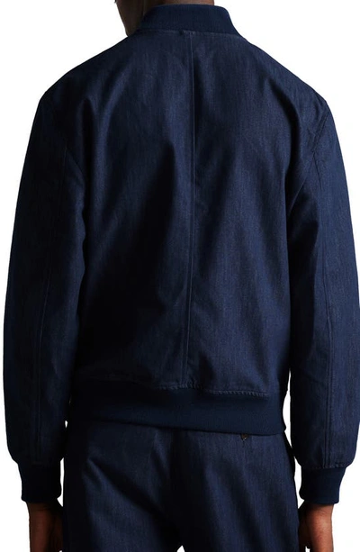 Shop Ted Baker Conham Denim Bomber Jacket In Dk-navy