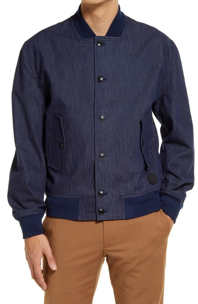 Shop Ted Baker Conham Denim Bomber Jacket In Dk-navy