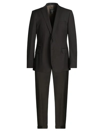 Shop Strellson Man Suit Dark Brown Size 38 Virgin Wool