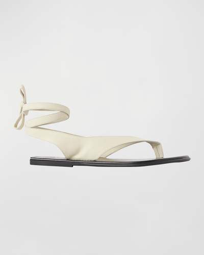 Shop The Row Leather Ankle-wrap Beach Sandals In Ghost