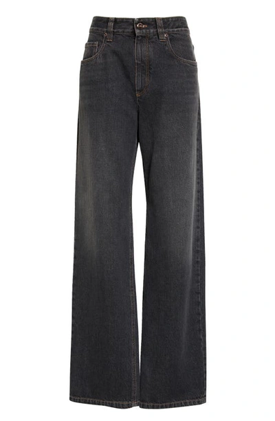 Shop Brunello Cucinelli Straight Leg Jeans In C8999 Washed Black