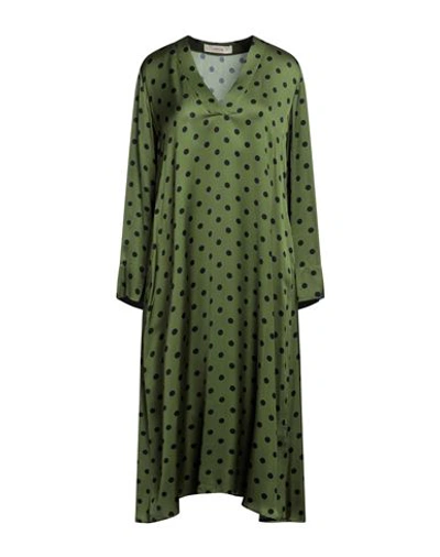 Shop Jucca Woman Midi Dress Military Green Size 10 Viscose