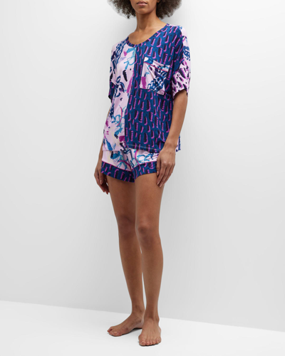 Shop Alivia Alex Brushstroke-print Short Pajama Set In Happy Strokes