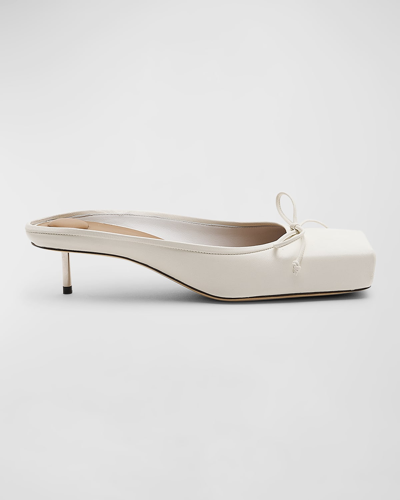 Shop Jacquemus Les Mules Bow Ballerina Slides In Off-white