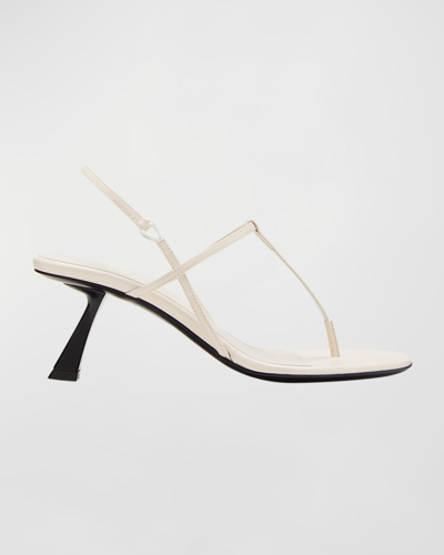 Shop Khaite Linden Thong Leather Sandals In Warm White