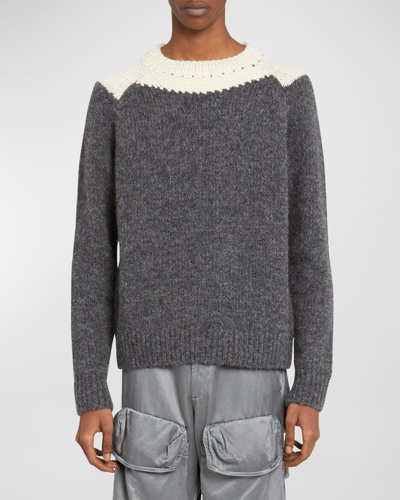 Shop Dries Van Noten Men's Morgan Silk-blend Knit Sweater In Grey