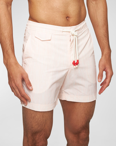 Shop Orlebar Brown Men's Standard Fern Swim Shorts In Rose/white