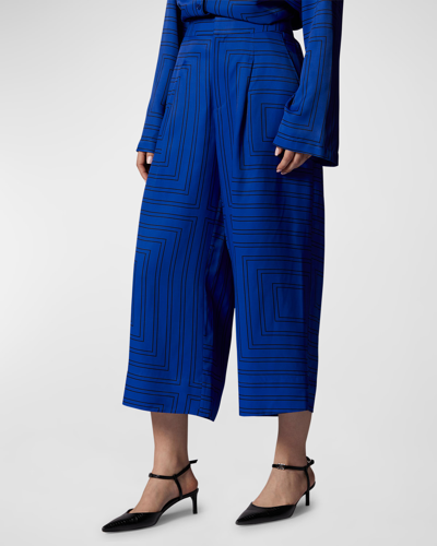 Shop Equipment Thoras Wide-leg Cropped Pants In Surrialist Blue A