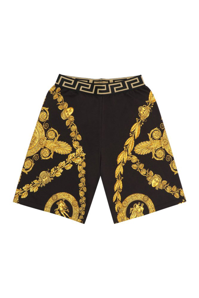 Shop Versace Kids Baroque Printed Shorts In Multi