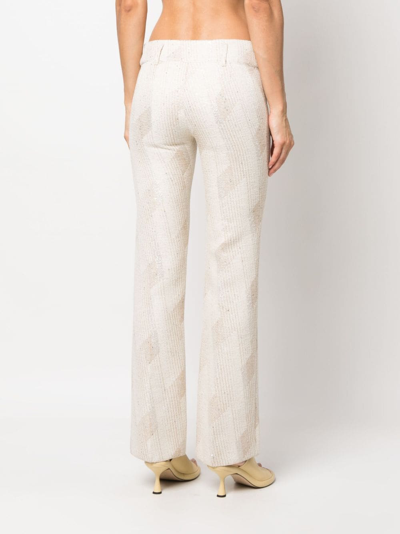 Shop Forte Forte Embroidered-design Straight-leg Trousers In Neutrals