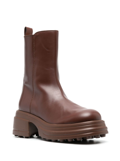Shop Tod's Zip-up Leather Boots In Brown