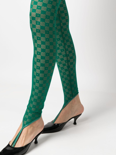 Shop Forte Forte Lace Semi-sheer Leggings In Green