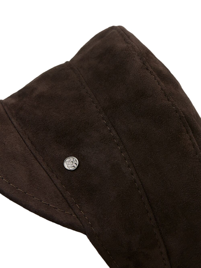 Shop Maison Michel Romy Suede Paperboy Hat In Brown