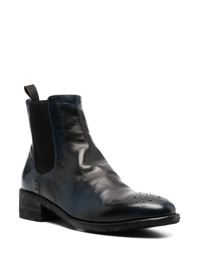 Officine Creative Elasticated-panels Leather Boots In Blue