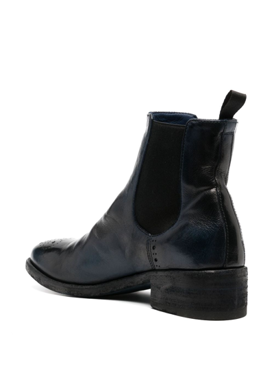 Officine Creative Elasticated-panels Leather Boots In Blue