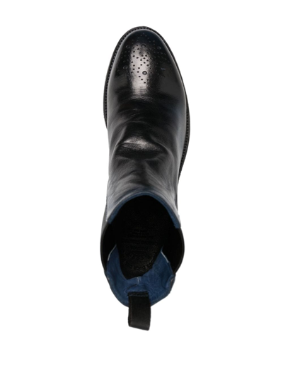 Shop Officine Creative Elasticated Side-panels Leather Boots In Blue