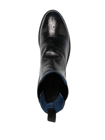 Officine Creative Elasticated-panels Leather Boots In Blue