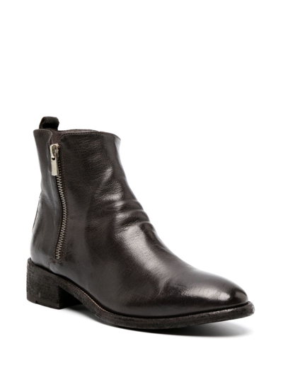 Officine Creative Seline Leather Ankle Boots In Brown