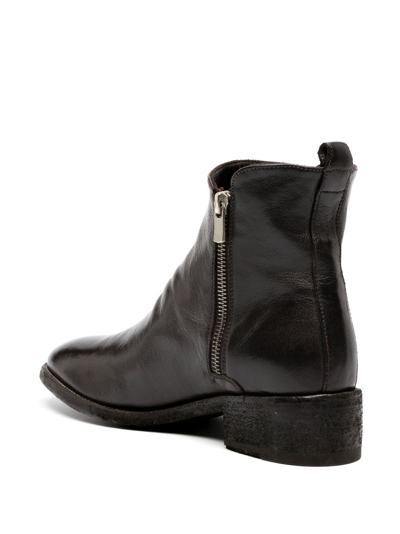 Officine Creative Seline Leather Ankle Boots In Brown