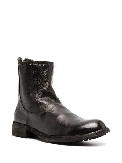 Shop Officine Creative Round-toe Leather Boots In Brown