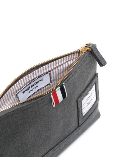 Thom Browne Twill-weave Zipped Pouch In Grey