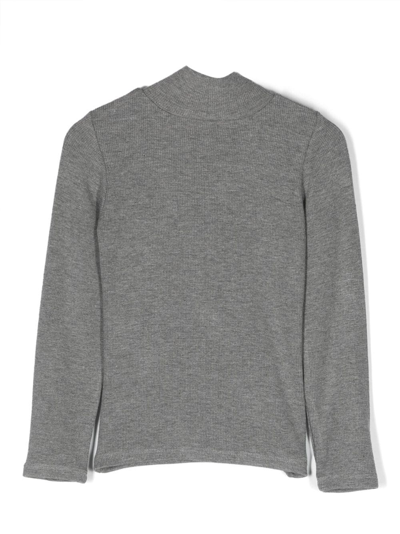 Monnalisa Crystal-embellished Knitted Top In Grey