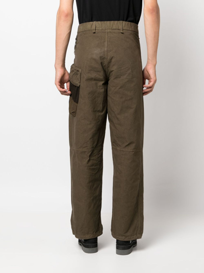 Shop C.p. Company Lens-detail Straight-leg Trousers In Green