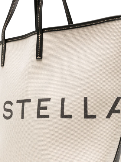 Shop Stella Mccartney Logo-print Cotton Tote Bag In Neutrals