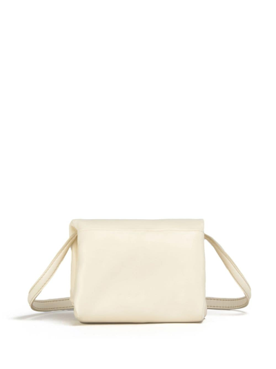 Marni Ivory White Leather Mini Prisma Pouch In Neutrals