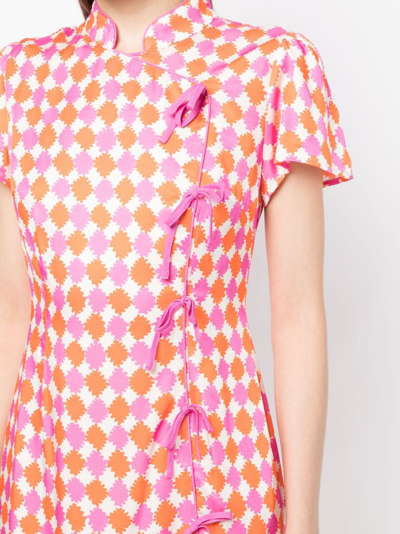 Shop Kitri Harlow Graphic-print Minidress In Orange
