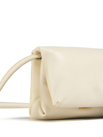 Marni Ivory White Leather Mini Prisma Pouch In Neutrals