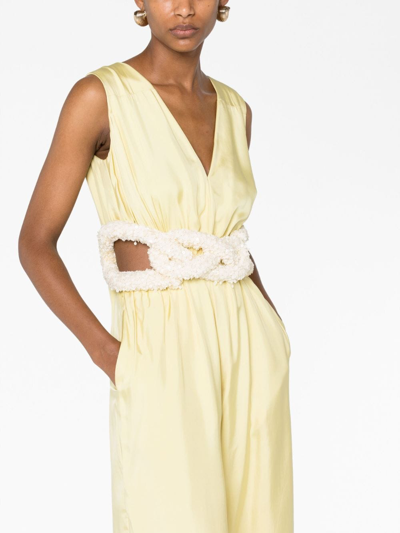 Jil Sander Embellished Satin Jumpsuit In Yellow