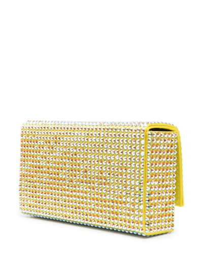 Shop Amina Muaddi Mini Paloma Clutch Bag In Yellow