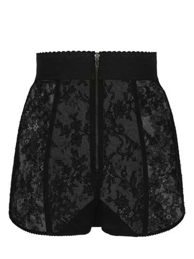 Dolce & Gabbana Culotte In Pizzo Con Elastico In Vita In Black