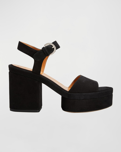 Shop Chloé Odina Suede Ankle-strap Sandals In Black