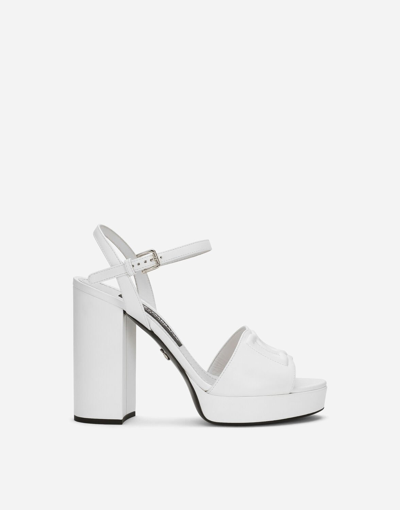 Shop Dolce & Gabbana Calfskin Platform Sandals In White