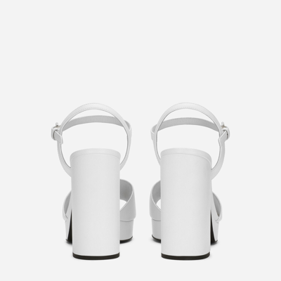 Shop Dolce & Gabbana Calfskin Platform Sandals In White