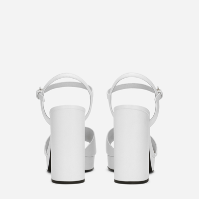 Dolce & Gabbana 85mm Keira Leather High Heel Sandals In White