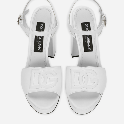 Shop Dolce & Gabbana Calfskin Platform Sandals In White