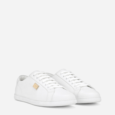 Shop Dolce & Gabbana Saint Tropez Calfskin Sneakers In White