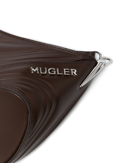 Shop Mugler Small Spiral Curve 01 Embossed Crossbody Bag In Brown