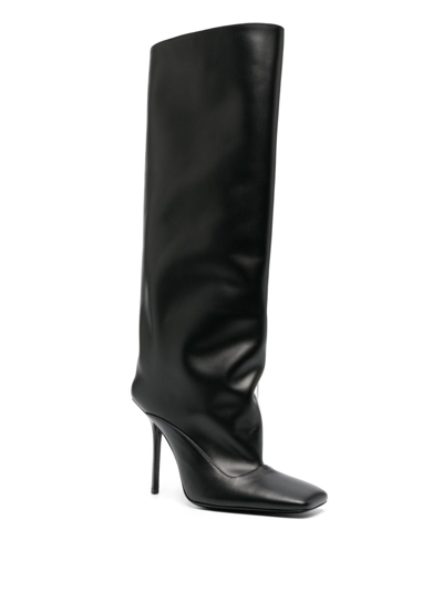 Attico Sienna Calfskin Stiletto Knee Boots In Black