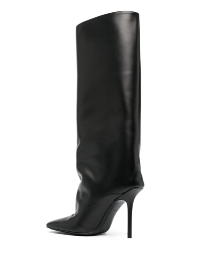 Attico Sienna Calfskin Stiletto Knee Boots In Black