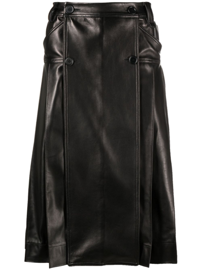 Shop Simone Rocha Pleated Leather Kilt In Black