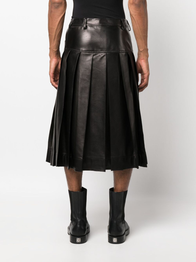 Shop Simone Rocha Pleated Leather Kilt In Black