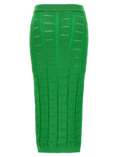 Shop Balmain 'monogram' Skirt In Green