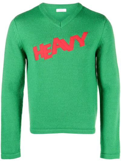 Shop Erl Unisex Logo Sweater Knit Clothing In 1 Green