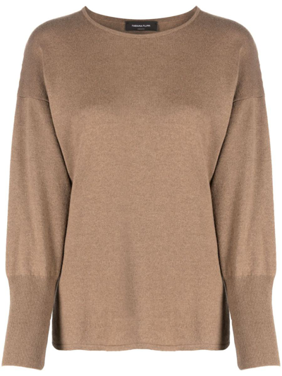 Shop Fabiana Filippi Wool And Silk Blend Sweater In Camel