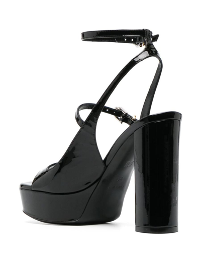 Shop Givenchy Voyou Leather Heel Sandals In Black