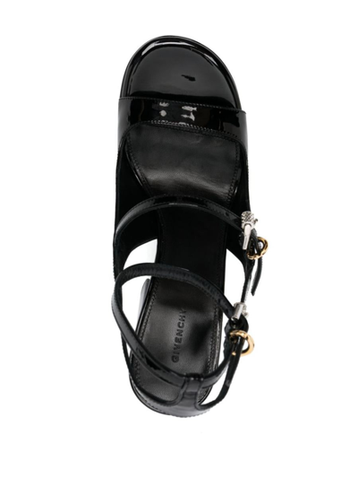 Shop Givenchy Voyou Leather Heel Sandals In Black